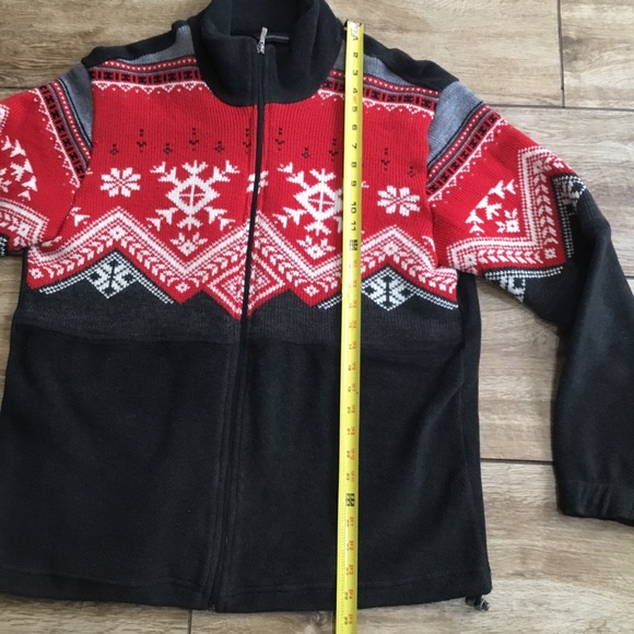 Mens F. LLI Campagnolo 1/2 Zip Nordic Design Sweater Gray Red Size Medium - Picture 6 of 7